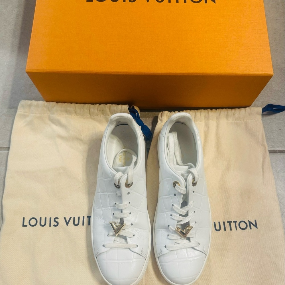 Louis Vuitton White Leather Sneakers Minimalist Design